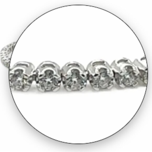 Rhodium Plated 925 Sterling Silver Round Moissanite 2.25mm Tennis Bracelet - Picture 4 of 5